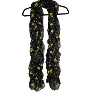 Nicole Marciano black and yellow floral ruched scarf